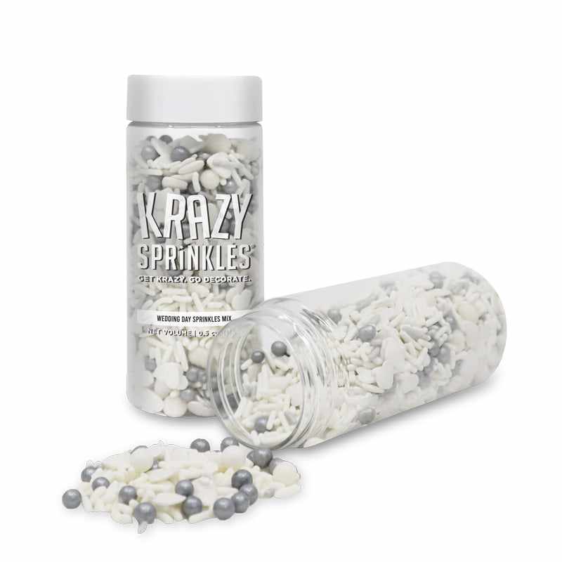 Krazy Sprinkles - Wedding Day Mix (1/2 Cup, 1x Jar) for Cakes, Ice Cream &#x26; Cookies