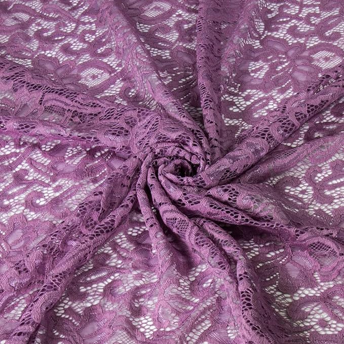 FabricLA | Nylon Spandex | Scallop Pattern | Lace Fabric | by the Yard - Mauve