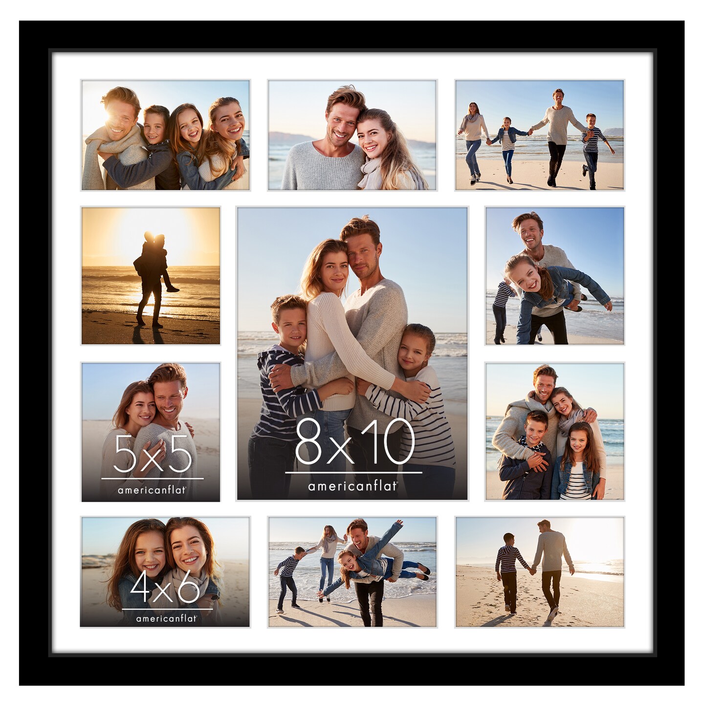 Americanflat 20x20 Collage Picture Frame - Fits One 8x10, Four 5x5, and Six 4x6 Photos or One 20x20 Photo