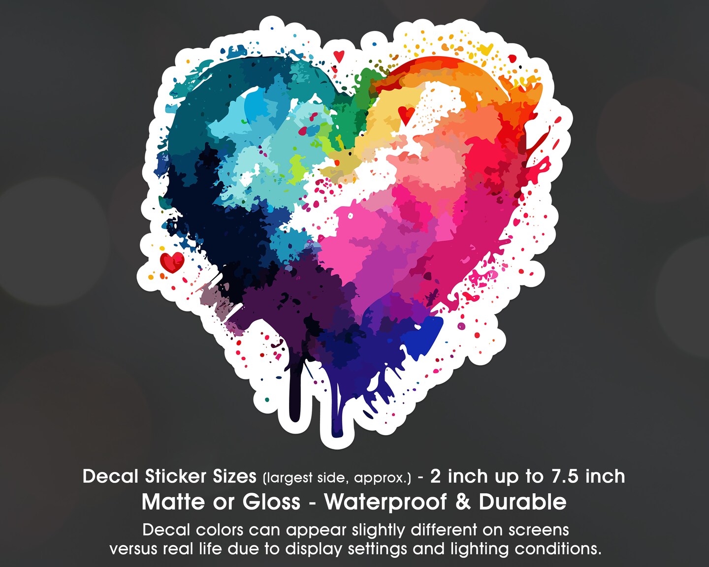 Rainbow Watercolor Hearts Vinyl