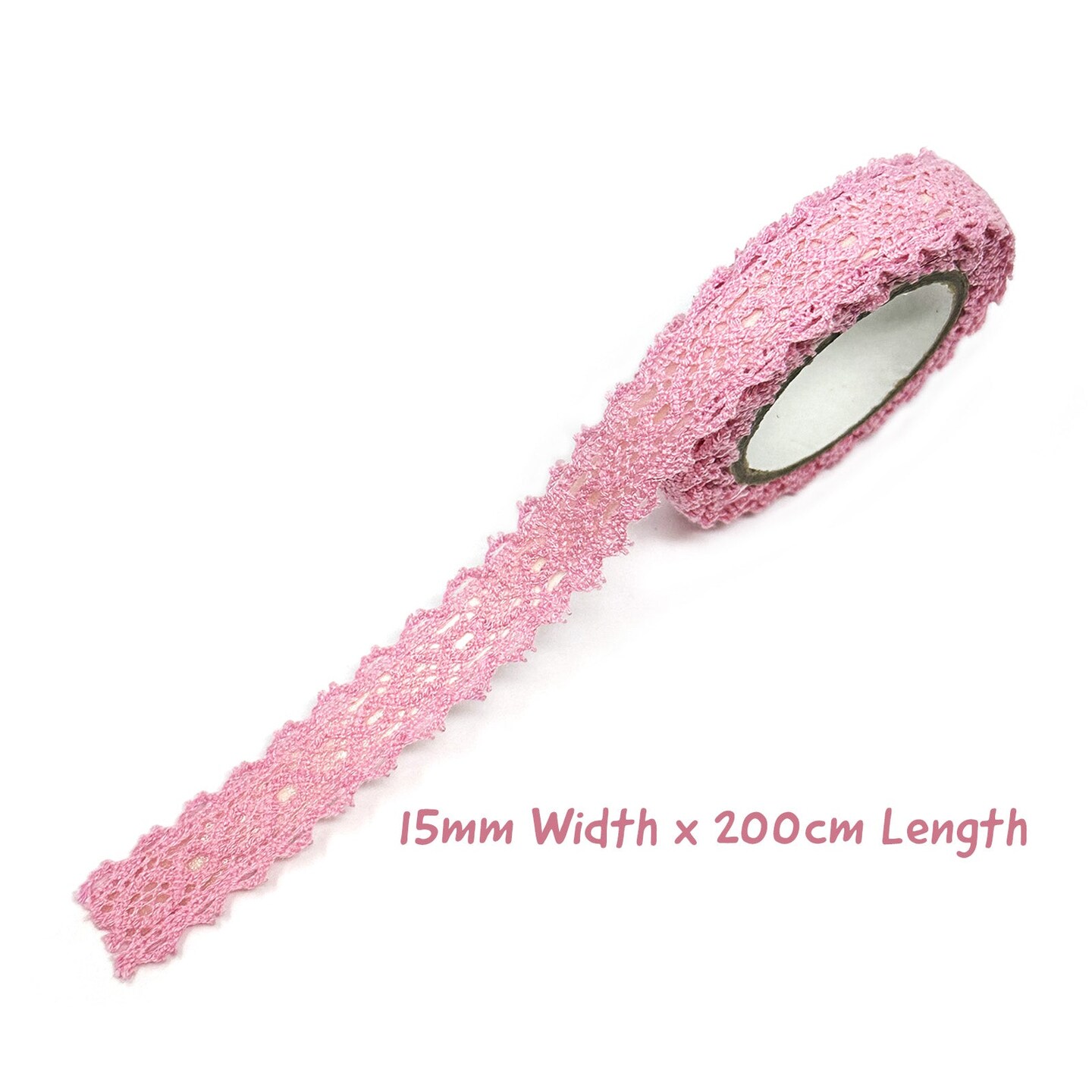Wrapables Colorful Decorative Adhesive Lace Tape, Blossom Pink