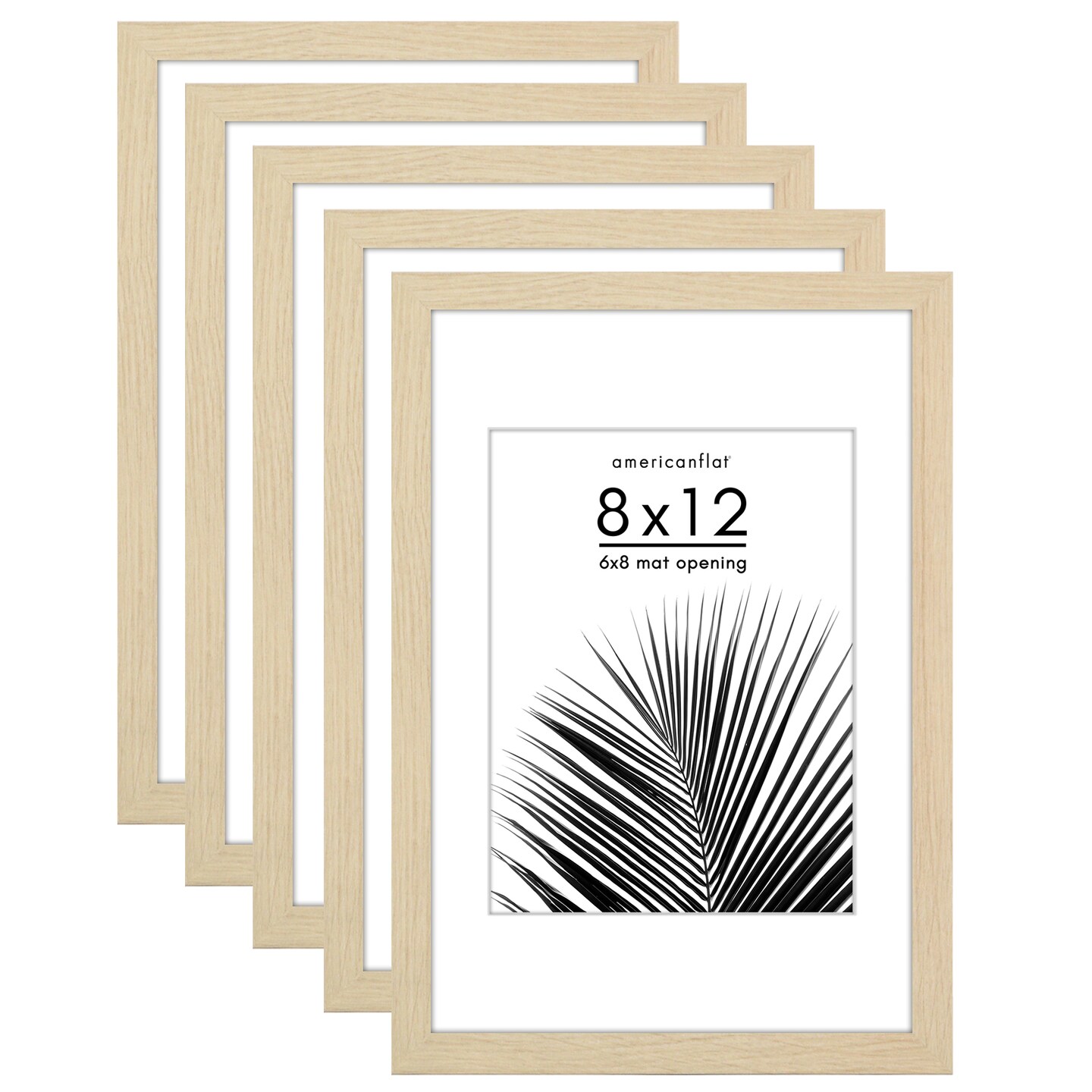 Americanflat Picture Frame Set with Mat - Set of 5 - Photo Frame Set of Five for Wall Display - Plexiglass Cover - Hanging Hardware