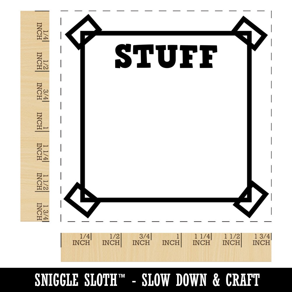 Note For Stuff Cute Stuff List Note Box Taped Corners Square Rubber Stamp for Stamping ...