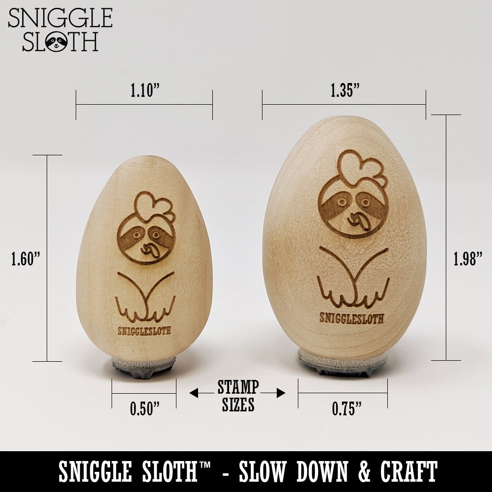 Joy Cursive Text Chicken Egg Rubber Stamp