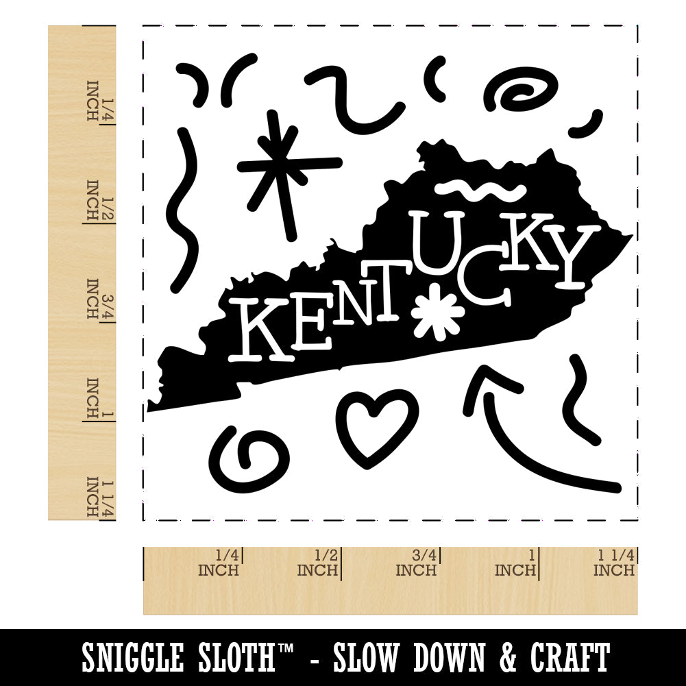 Kentucky State with Text Swirls Square Rubber Stamp for Stamping Crafting Michaels