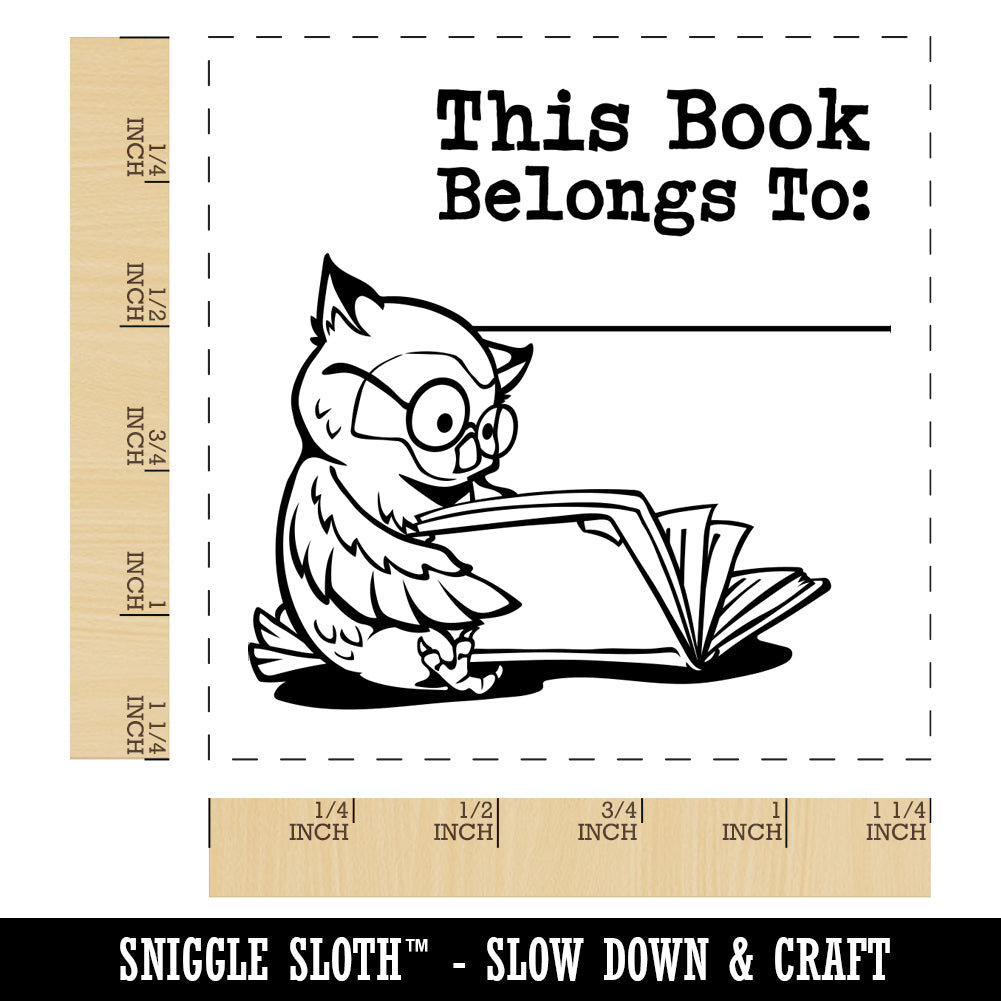 This Book Belongs to Nerdy Owl Square Rubber Stamp for Stamping Crafting