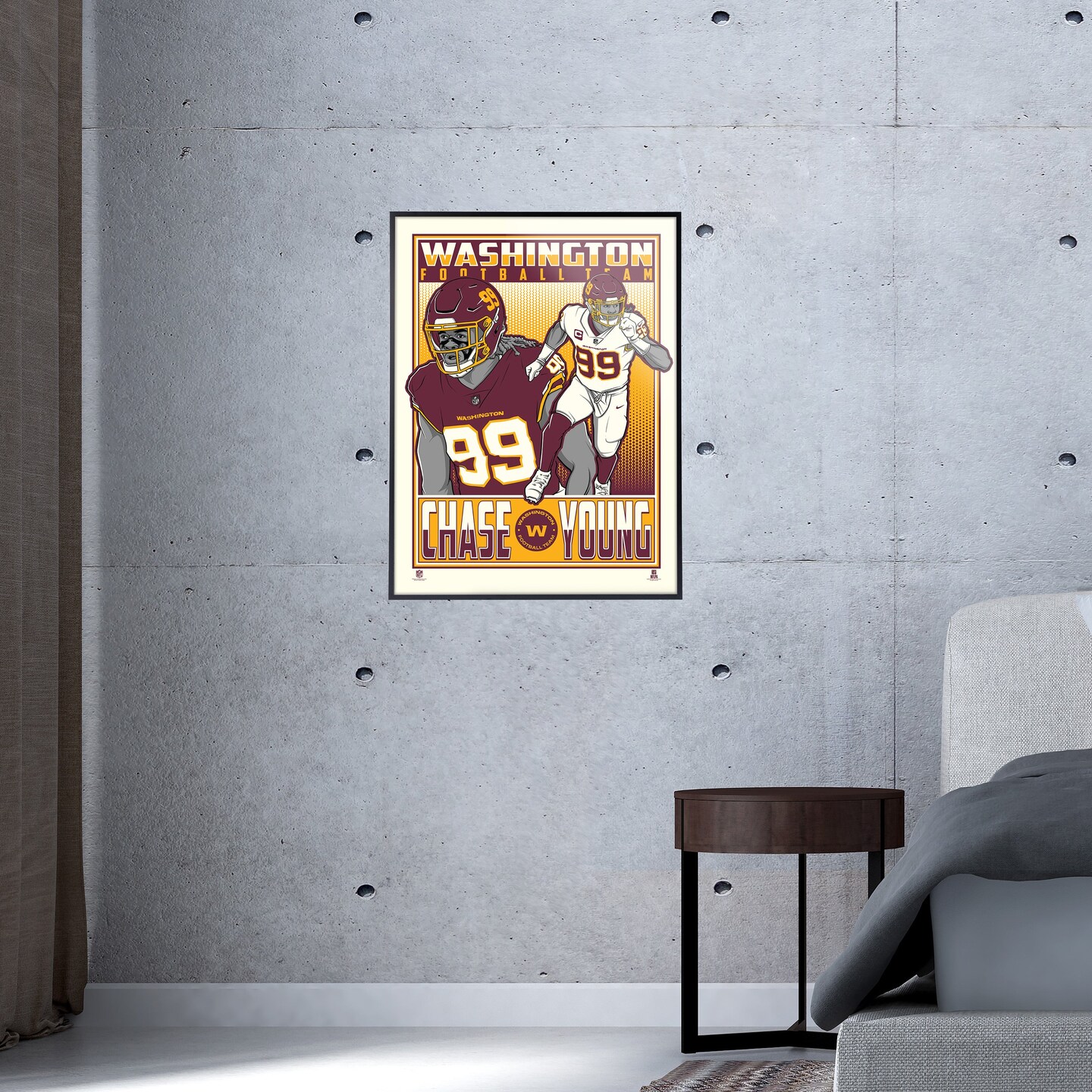 Phenom Gallery Washington Football Team Chase Young 18&#x22; x 24&#x22; Serigraph Print