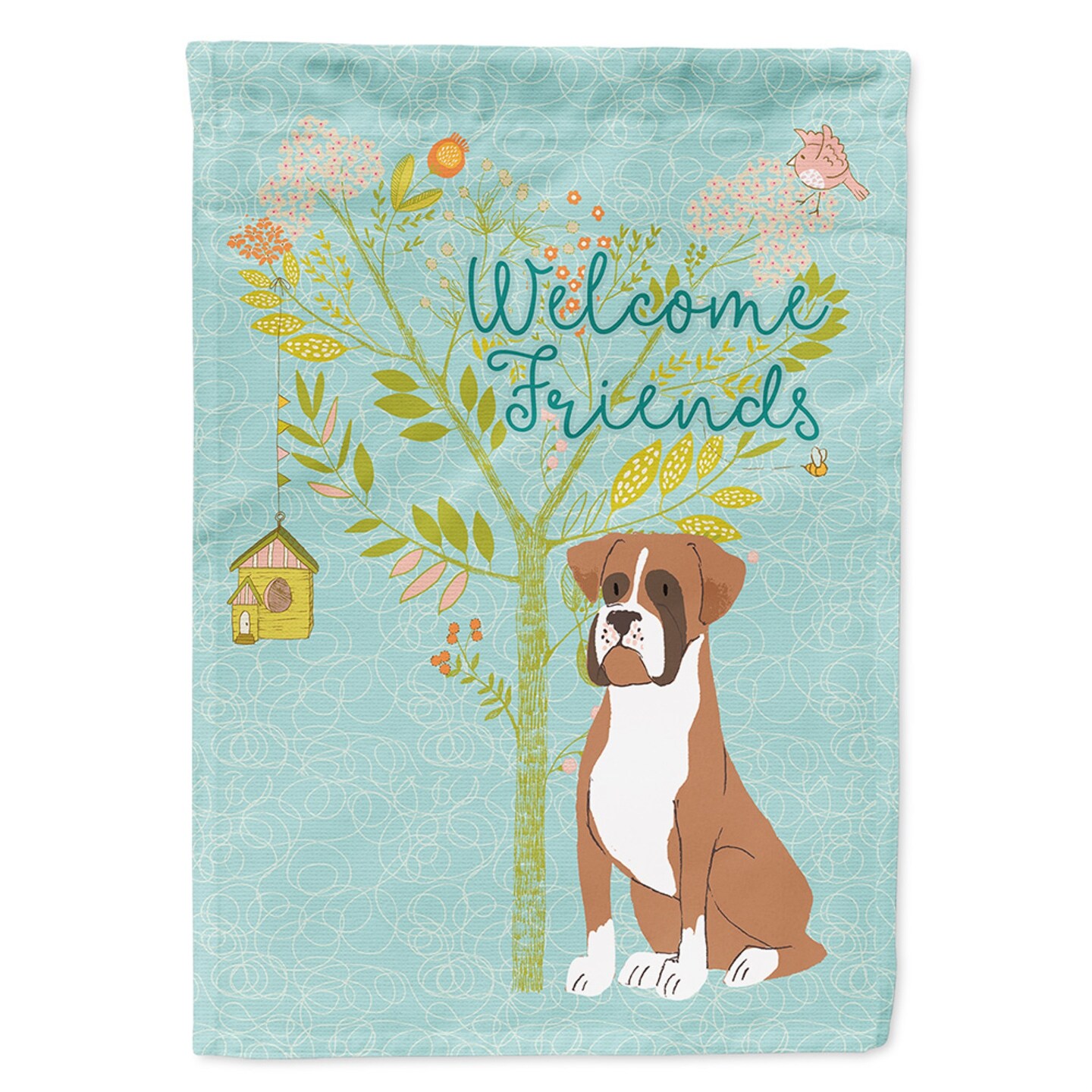 &#x22;Caroline&#x27;s Treasures BB7582GF Welcome Friends Flashy Fawn Boxer Decorative Garden Flag, Size, Multicolor&#x22;