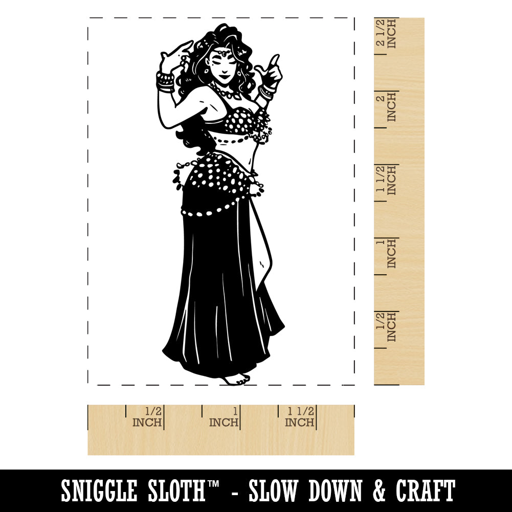 Beautiful Egyptian Belly Dancer Rectangle Rubber Stamp for Stamping Crafting