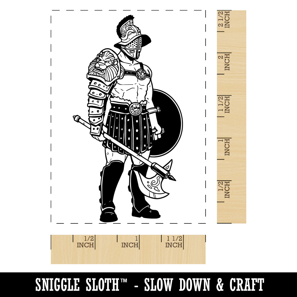 Colosseum Gladiator Warrior Fighter Rectangle Rubber Stamp for Stamping Crafting