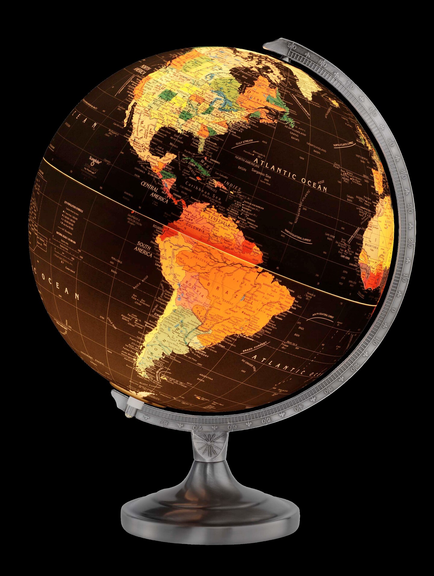 Orion 12&#x22; Diameter Black Ocean Illuminated World Globe