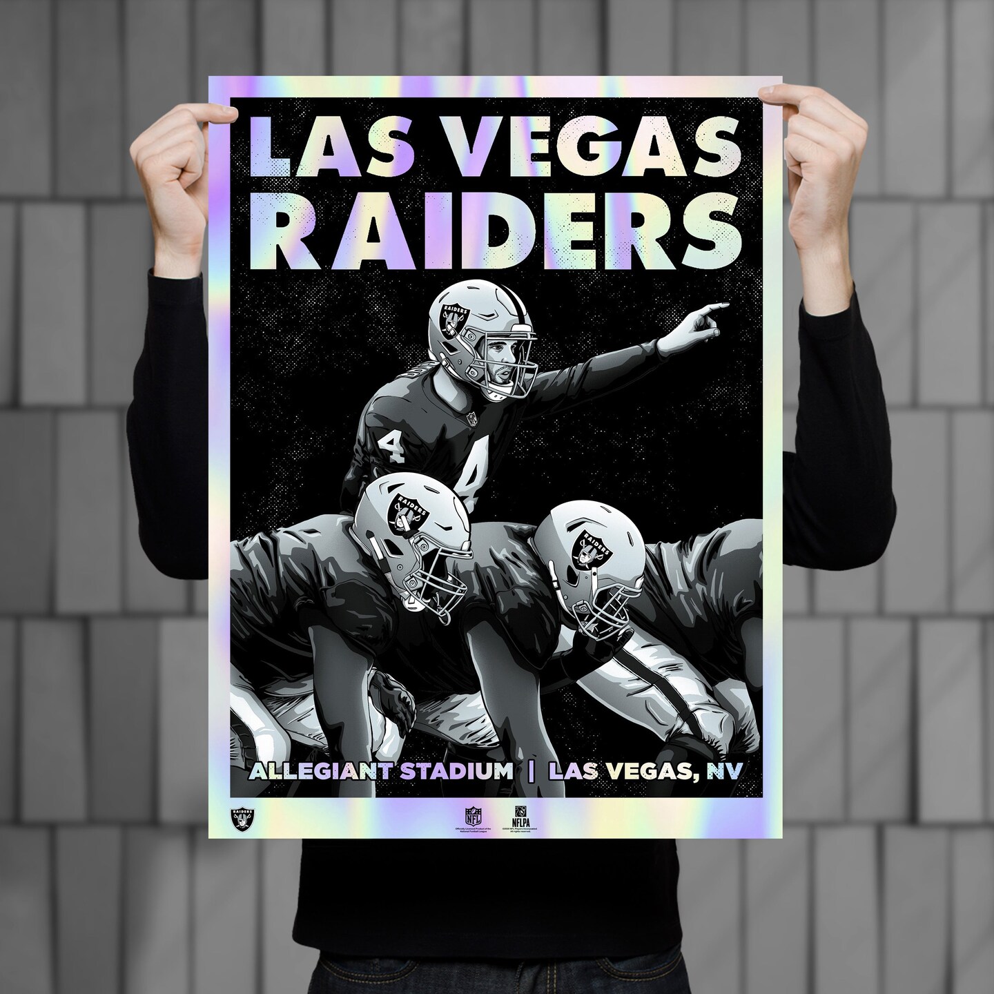 Derek Carr Las Vegas Raiders Phenom Gallery 18'' x 24'' Foil Serigraph  Limited Edition Poster Art Print