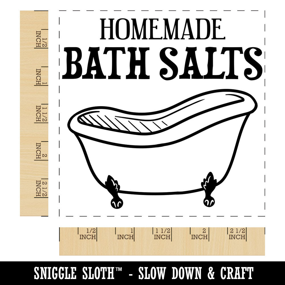 Homemade Bath Salts Cast Iron Tub Square Rubber Stamp for Stamping Crafting