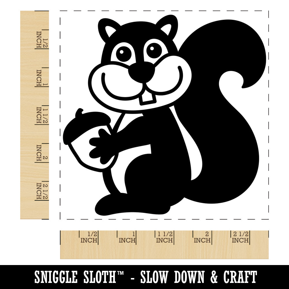Squirrel Holding Acorn Square Rubber Stamp for Stamping Crafting