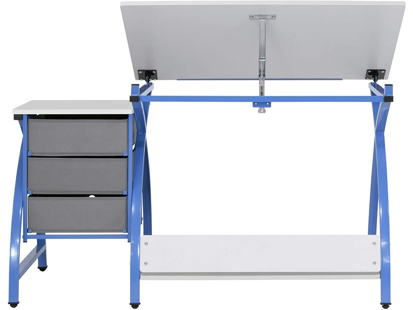 SD STUDIO DESIGNS 2 Piece Venus Craft Table with Angle Adjustable Top and Stool - Blue/White