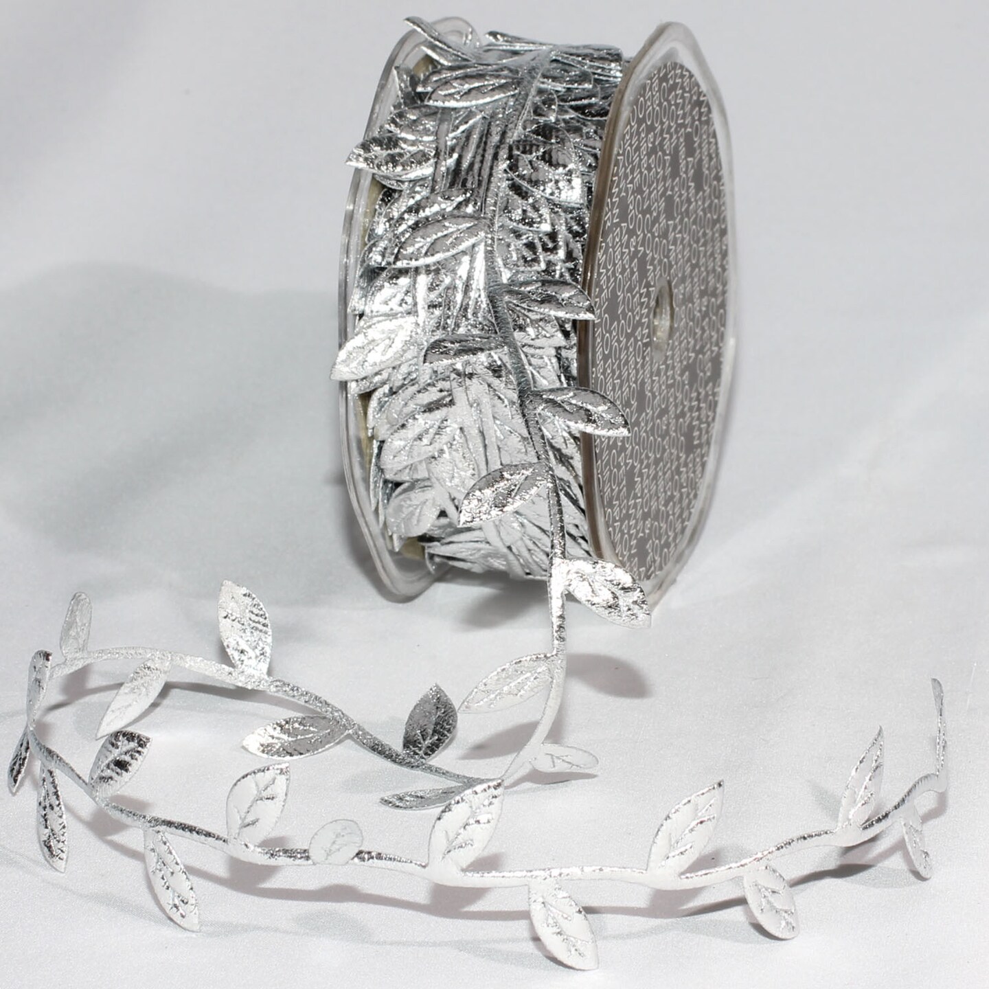 The Ribbon People Fine Lustrous Silver Leaf Garland 1" x 33 Yards