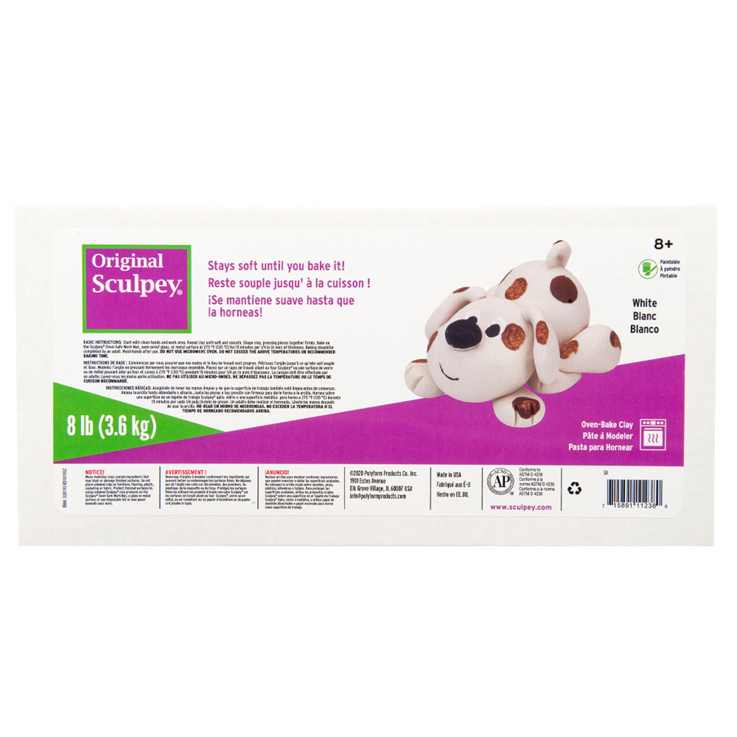 Original Sculpey Oven-Bake Clay, 8 lb., White