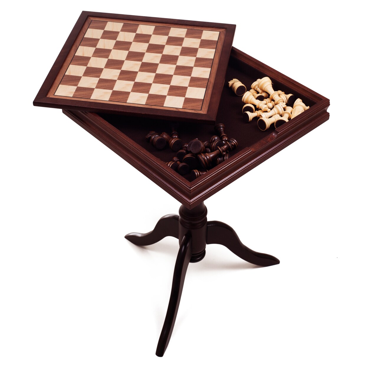 Trademark Games Deluxe Chess and Backgammon Table with Chess Pieces  Wooden Chess Table