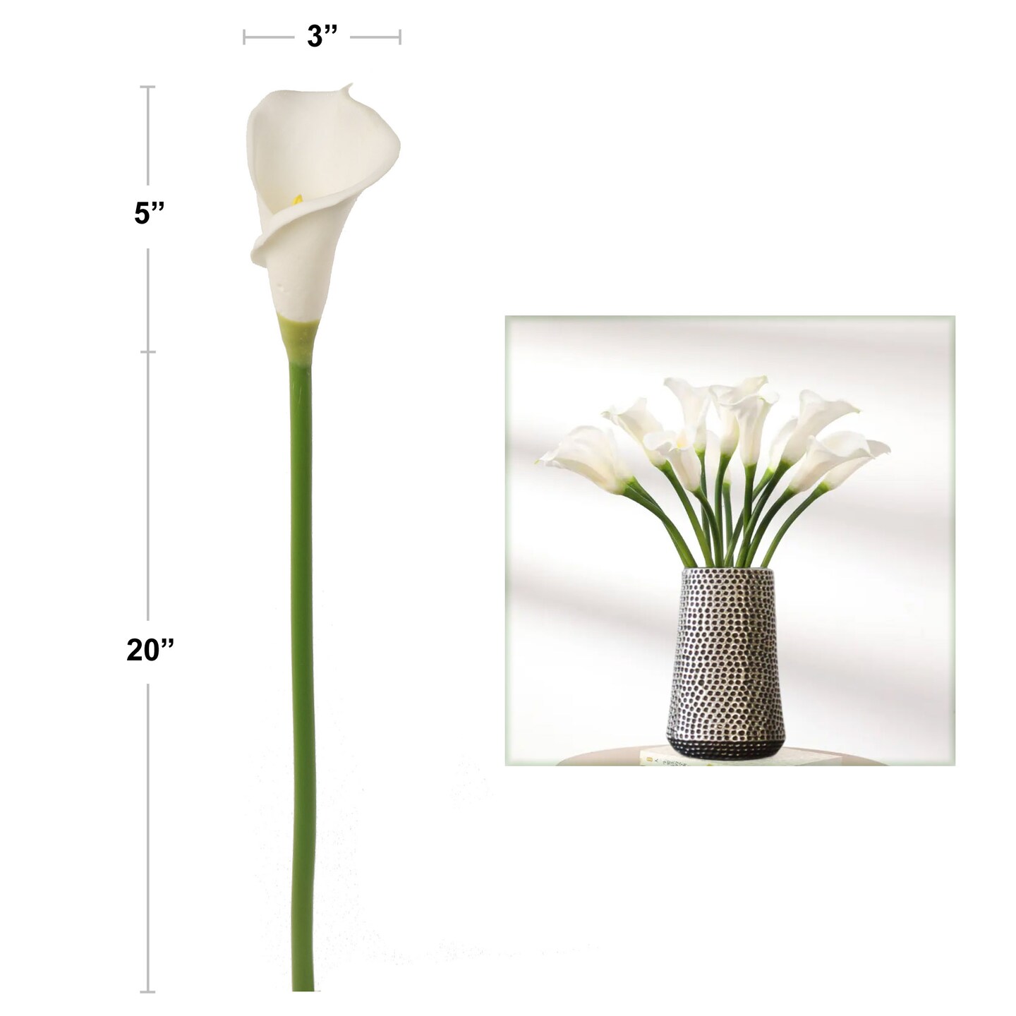 Elegant 20" White Calla Lily Set of 24 - Lifelike Artificial Flowers for Sophisticated Home Decor, Classic Wedding Bouquets, and Artistic DIY Crafts, Floral Home by Artificial Flowers