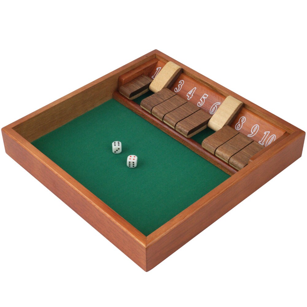 Shut The Box Game 1-10 Wooden Game With Dice Green Felt Family Fun
