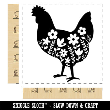 Floral Chicken Square Rubber Stamp for Stamping Crafting