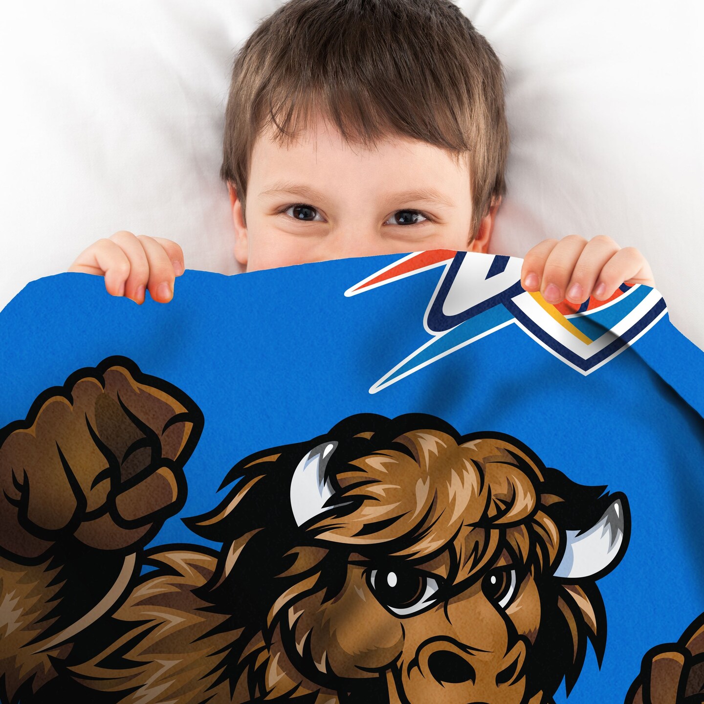 Sleep Squad Oklahoma City Thunder Rumble The Bison Mascot 60&#x201D; x 80&#x201D; Raschel Plush Basketball Blanket