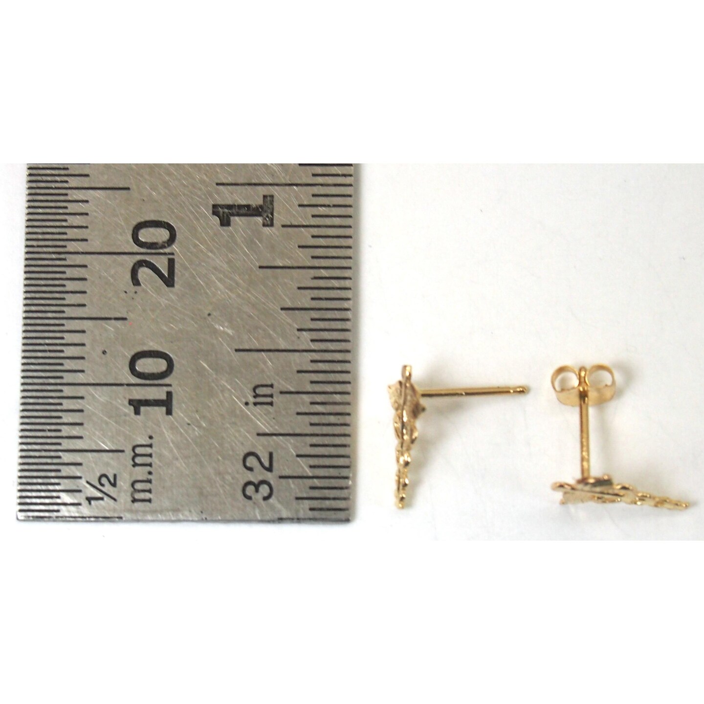 14K Yellow Gold Caduceus Stud Earrings with Bow Tie Jewelry Gift Box 