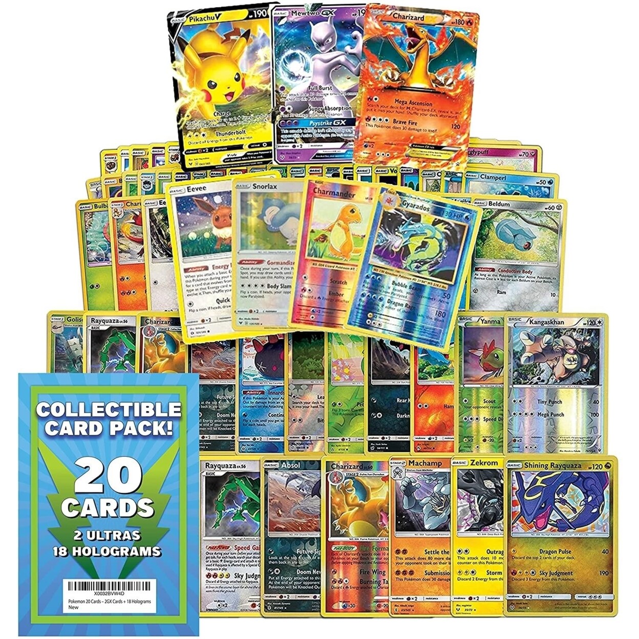 Pokemon Tcg 20Ct Card Pack 2Gx 18 Holograms Exclusive Expansions Trading Game Mighty Mojo