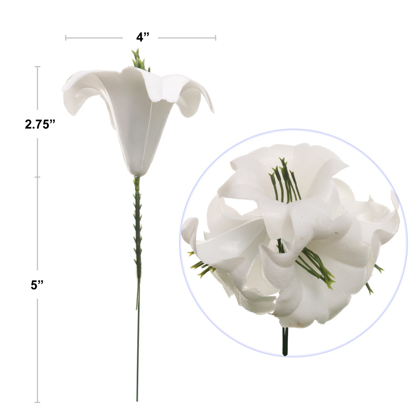 Box of 20: White Easter Lily Picks - Festive Spring Accents for Seasonal Arrangements, Special Occasions, Home & Office Decor, Floral Home by Artificial Flowers