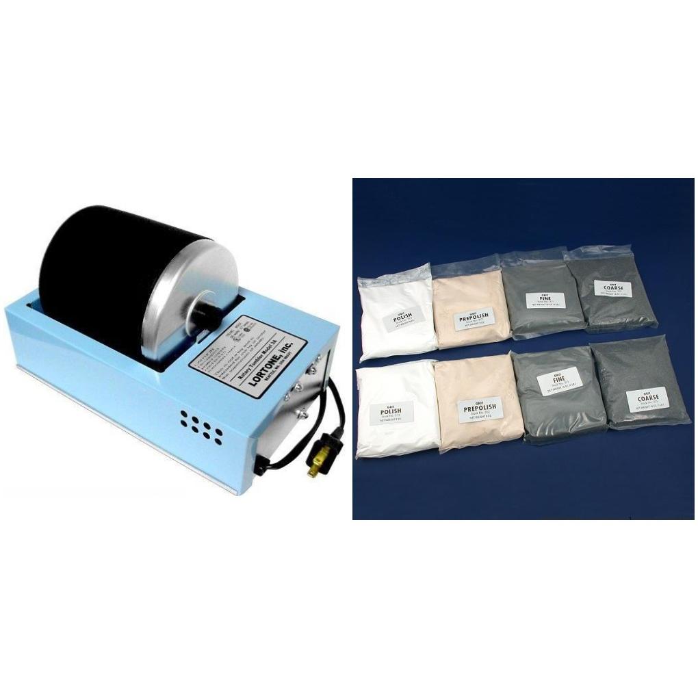 Lortone 3A Rotary Rock Tumbler & 6 Lbs Thumlers Rock Polishing Grit Kit 3 Pcs