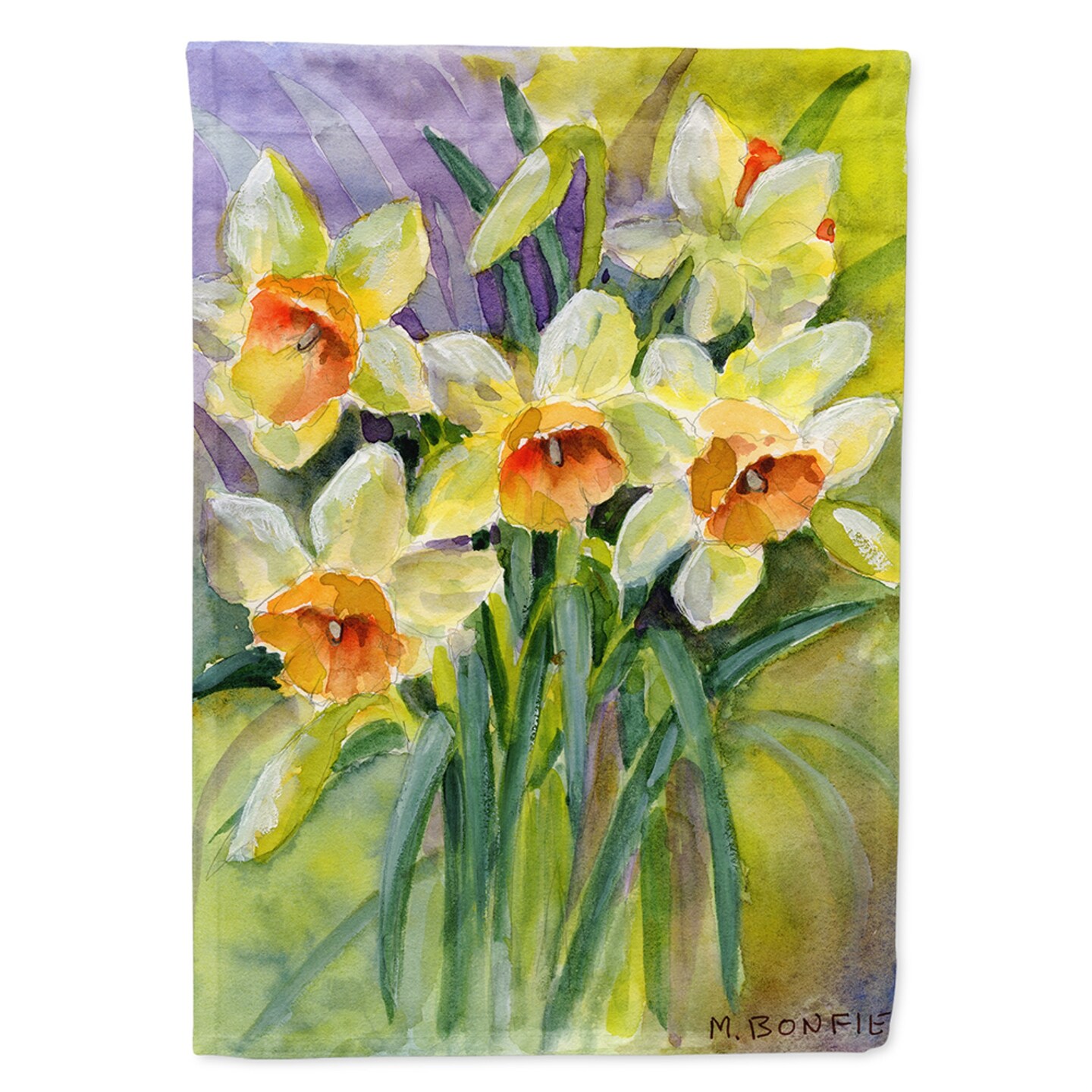 &#x22;Caroline&#x27;s Treasures BMBO0880GF Daffodils by Maureen Bonfield Garden Flag, Small, Multicolor&#x22;