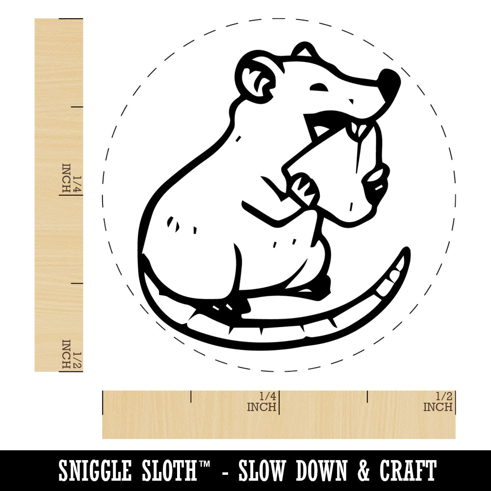 Happy Rat Eating Cheese Rubber Stamp for Stamping Crafting Planners