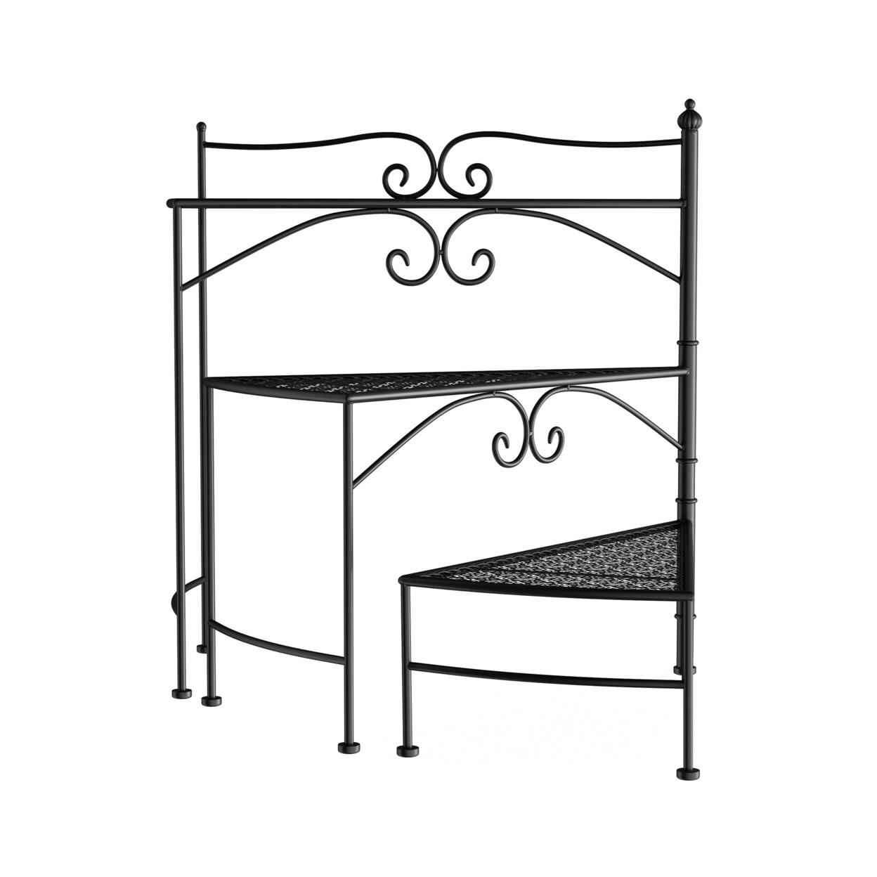 Black 3-Tier Folding Plant Stand Wrought Iron Metal Indoor Outdoor 24In H