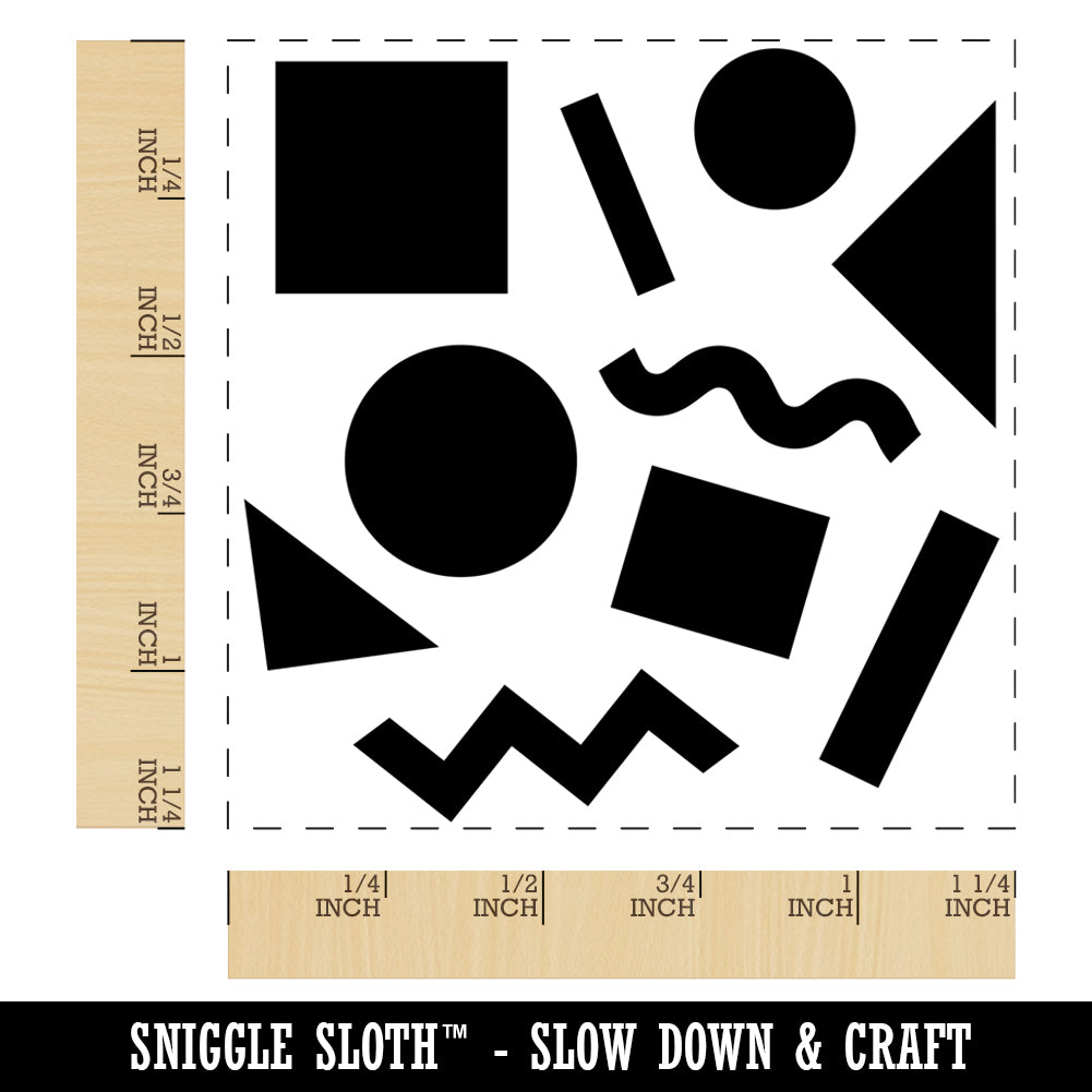 80s 90s Shapes Circle Square Squiggle Geometric Pattern Square Rubber Stamp for Stamping Crafting