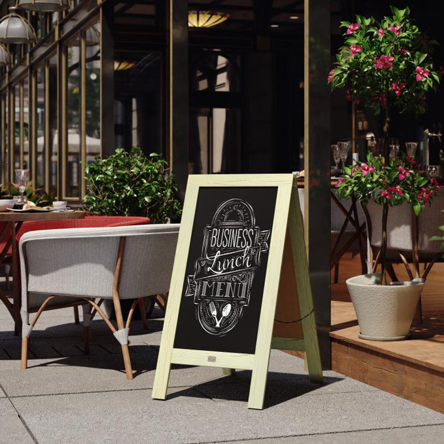 Canterbury 40&#x22; x 20&#x22; Vintage Wooden A-Frame Magnetic Indoor/Outdoor Chalkboard Sign, Freestanding Double Sided Extra Large Message Board, Green