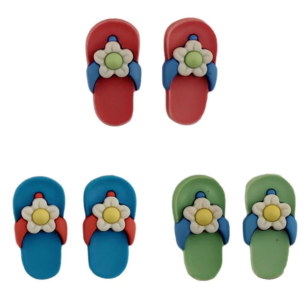 Buttons Galore and More Summer Craft & Sewing Buttons - Flip Flops - 18 Buttons