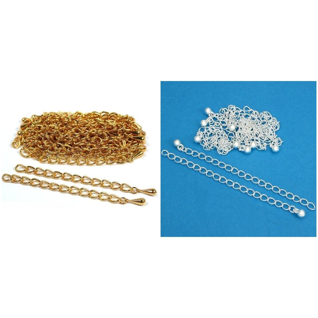 Gold &#x26; Silver Plated Necklace Chain Extenders Jewelry Repair Findings Kit 40 Pcs