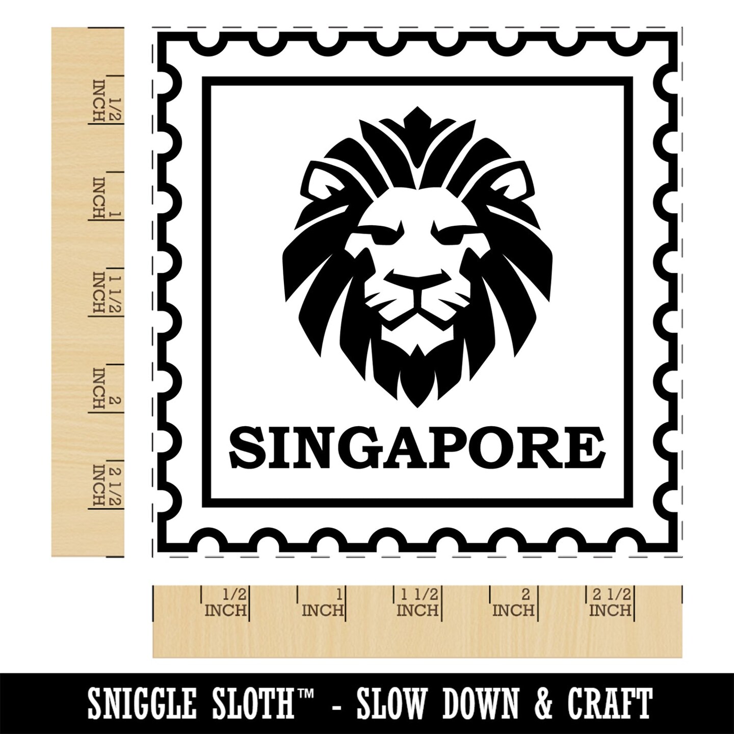 Singapore Travel Lion National Animal Square Rubber Stamp for Stamping