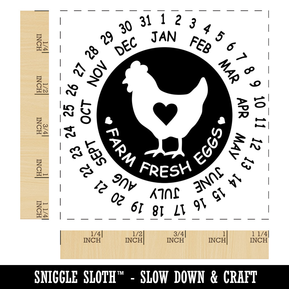 Egg Laid Expiration Date Calendar Square Rubber Stamp for Stamping Crafting
