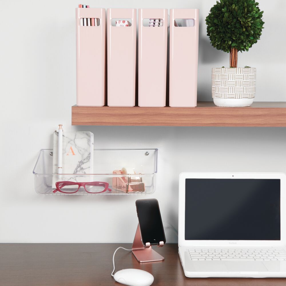 mDesign Wall Mount Plastic Home Storage Organizer Basket, 2 Pack