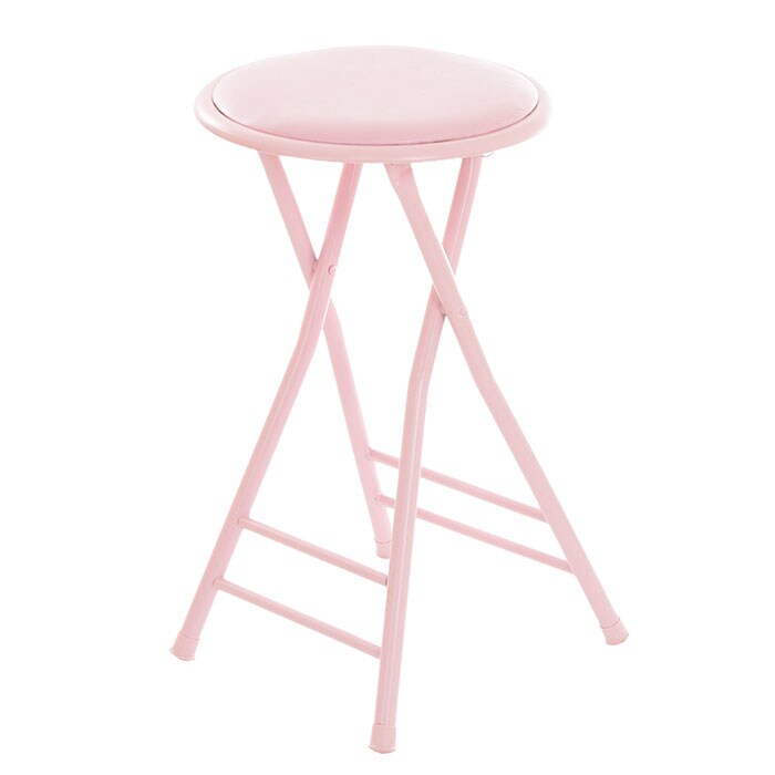 Trademark Home Pink Folding Stool  Heavy Duty 24-Inch Collapsible Padded Round Stool with 300 Pound Limit