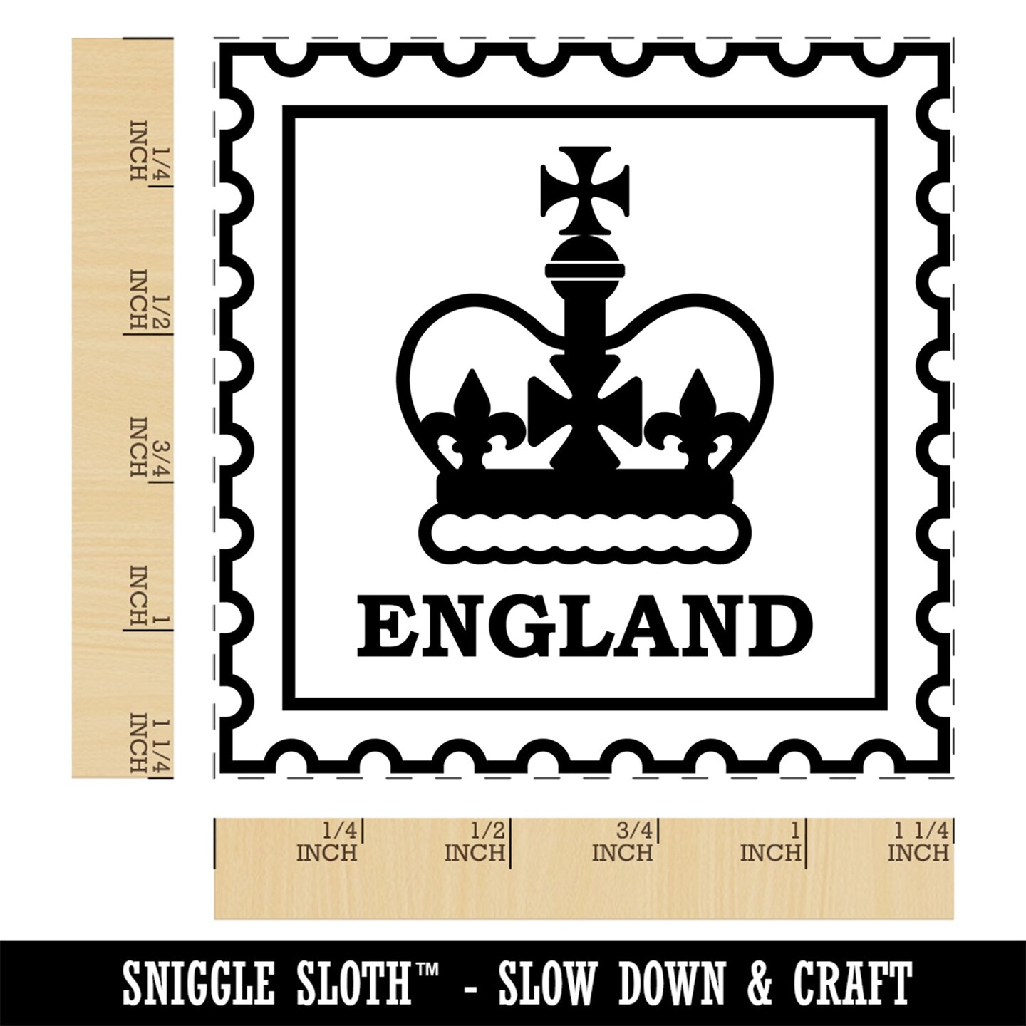 England Travel Royal Crown Family Square Rubber Stamp for Stamping Crafting