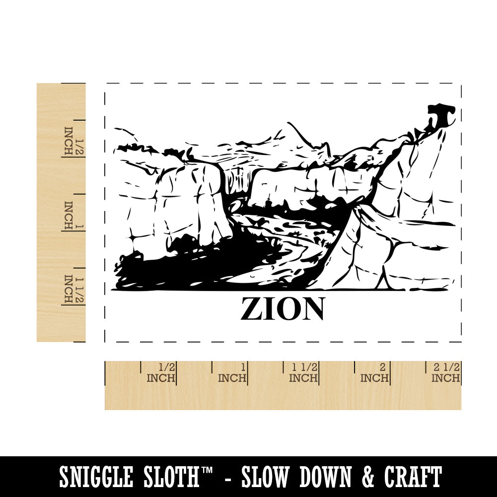National Park Zion Rectangle Rubber Stamp for Stamping Crafting