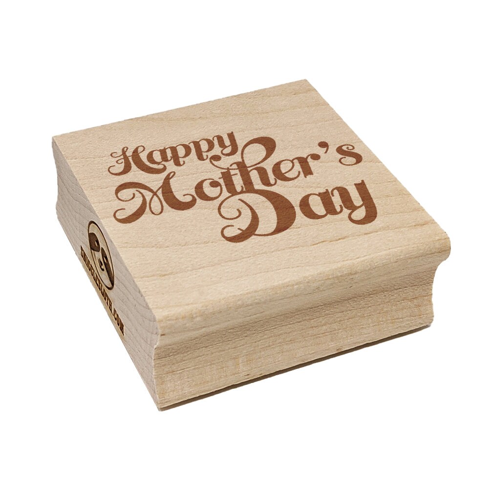 Happy Mother&#x27;s Day Elegant Text Square Rubber Stamp for Stamping Crafting