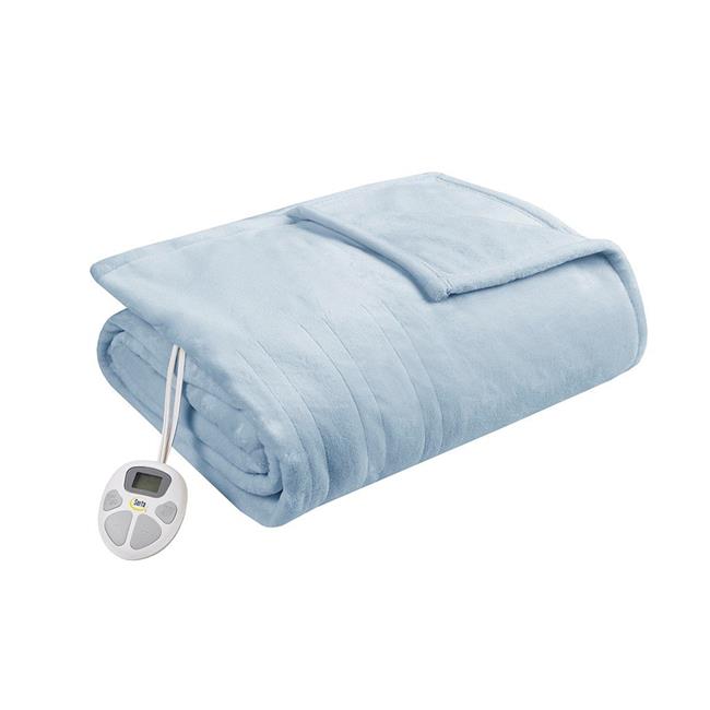 Serta ST54-0132 100 Percent Polyester Microlight Heated Blanketu0026#44; Light  Blue - King Size | Michaels