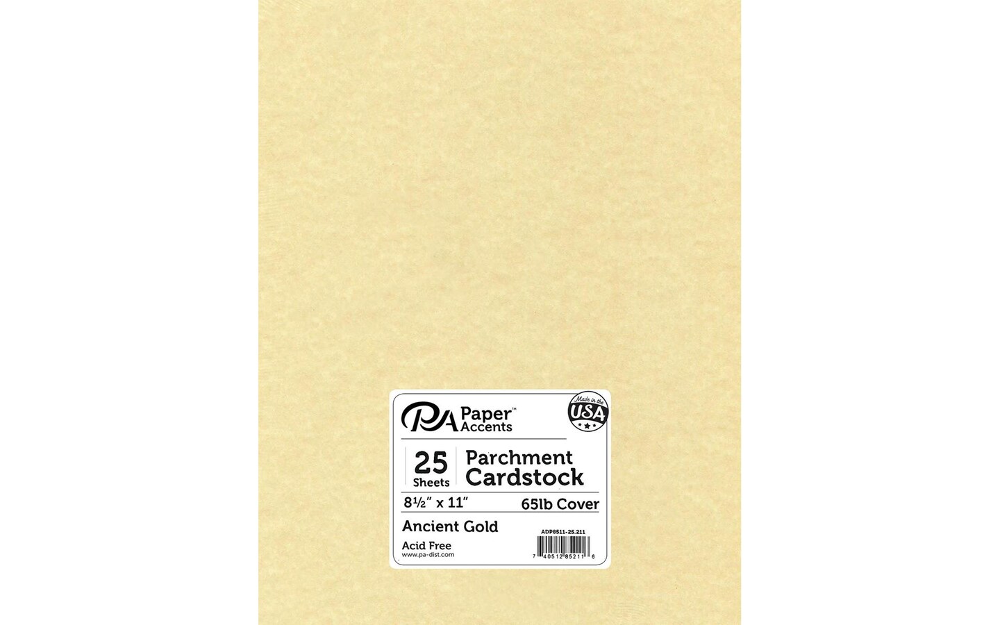 PA Paper Accents Parchment Cardstock 8.5&#x22; x 11&#x22; Ancient Gold, 65lb colored cardstock paper for card making, scrapbooking, printing, quilling and crafts, 25 piece pack