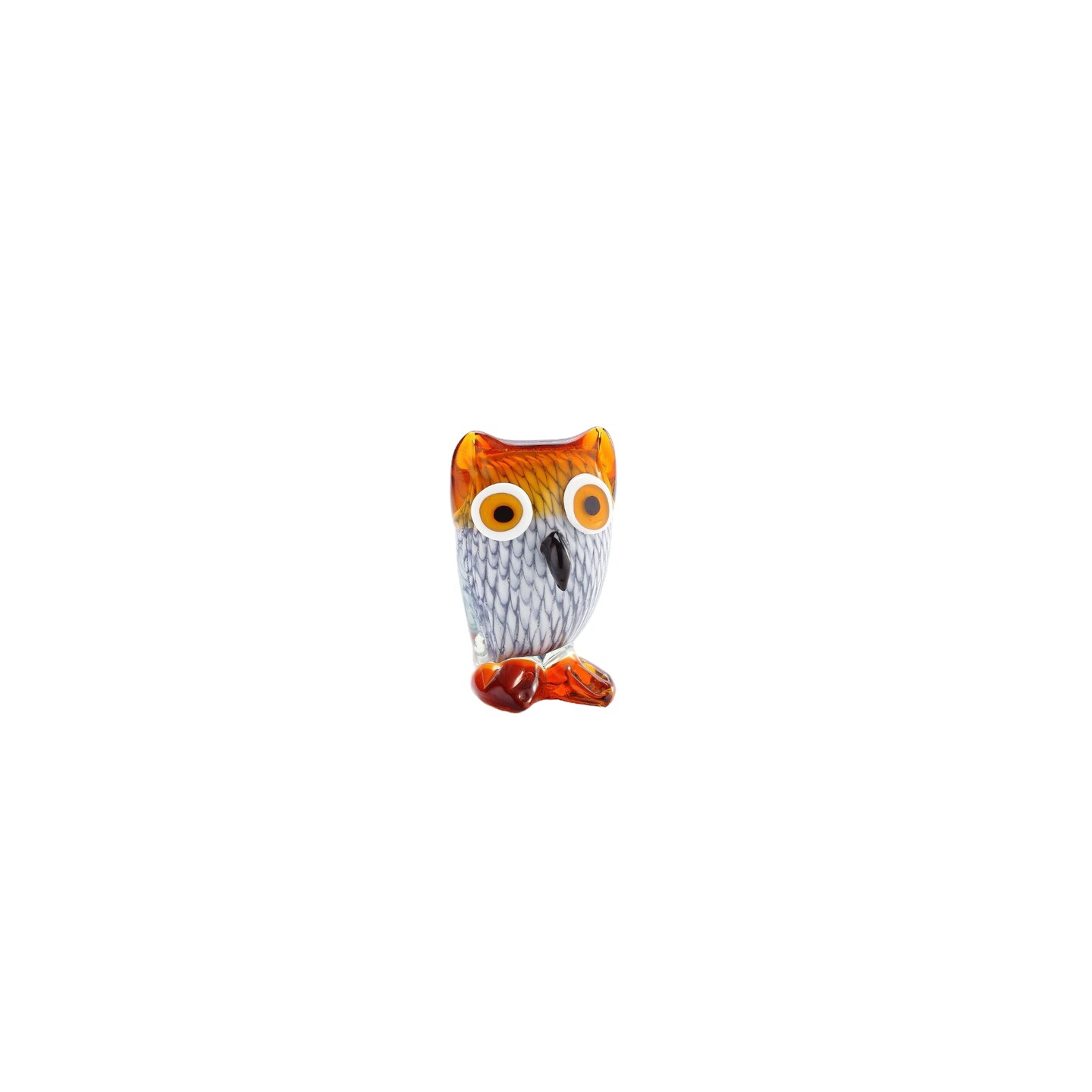 CC Home Furnishings 4” Orange and White Glass Decorative Owl Figurine
