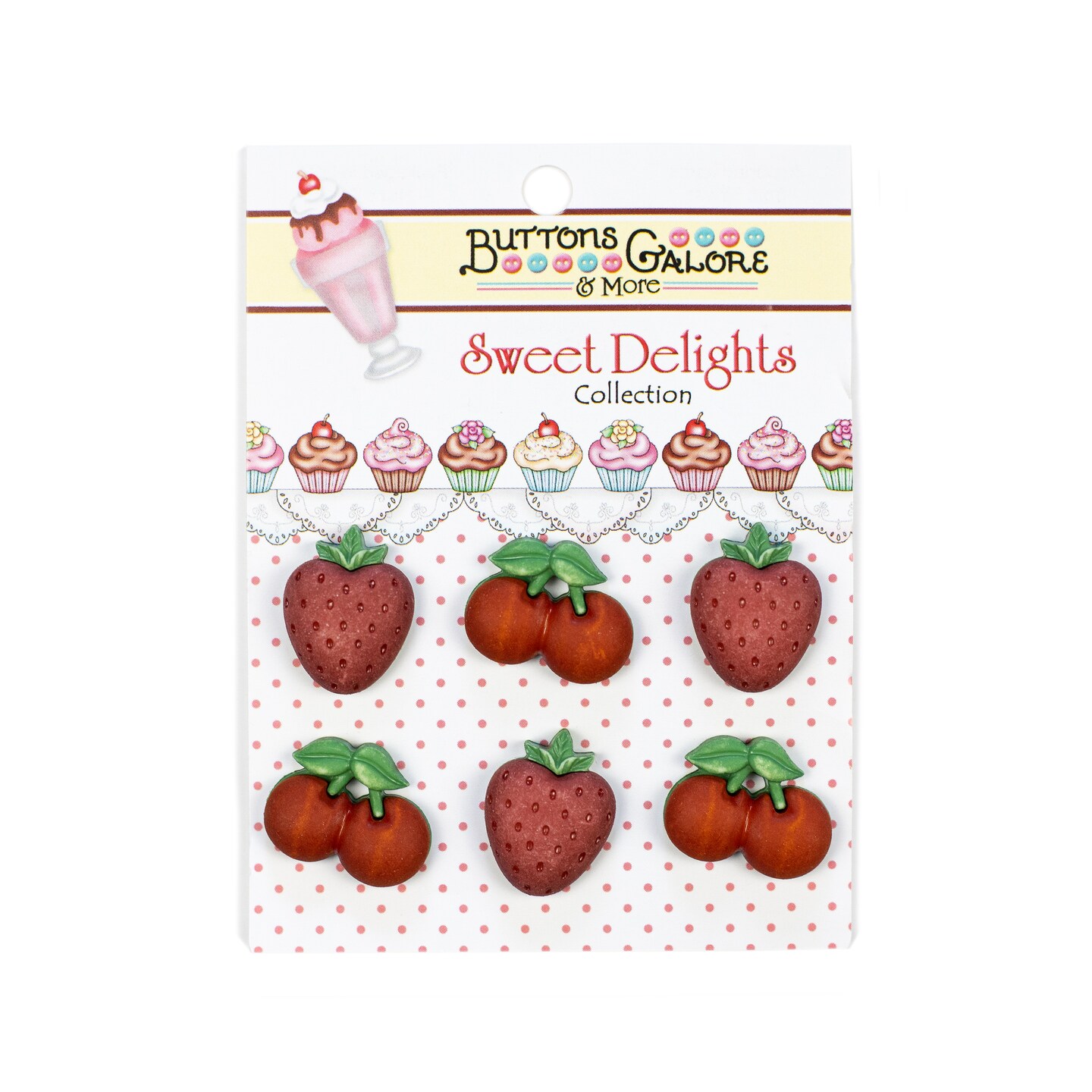 Buttons Galore and More Craft & Sewing Buttons - Berries and Cherries - 18 Buttons