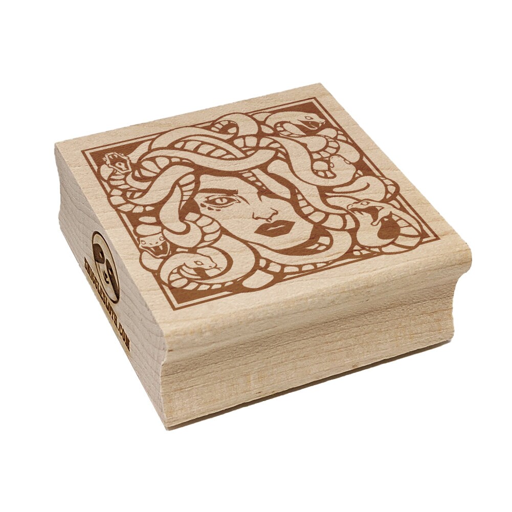Snake Haired Gorgon Medusa Greek Myth Square Rubber Stamp for Stamping Crafting