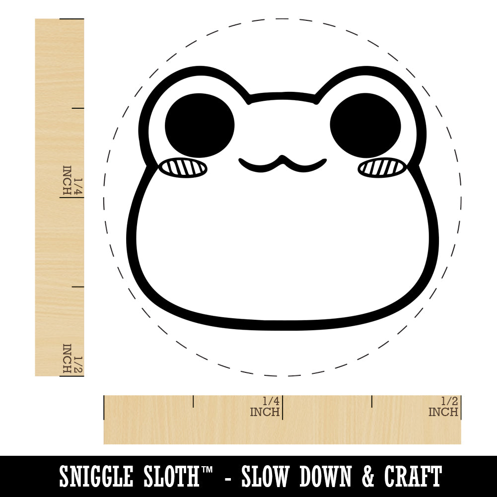 Charming Kawaii Chibi Smug Frog Toad Face Blushing Cheeks Rubber Stamp ...